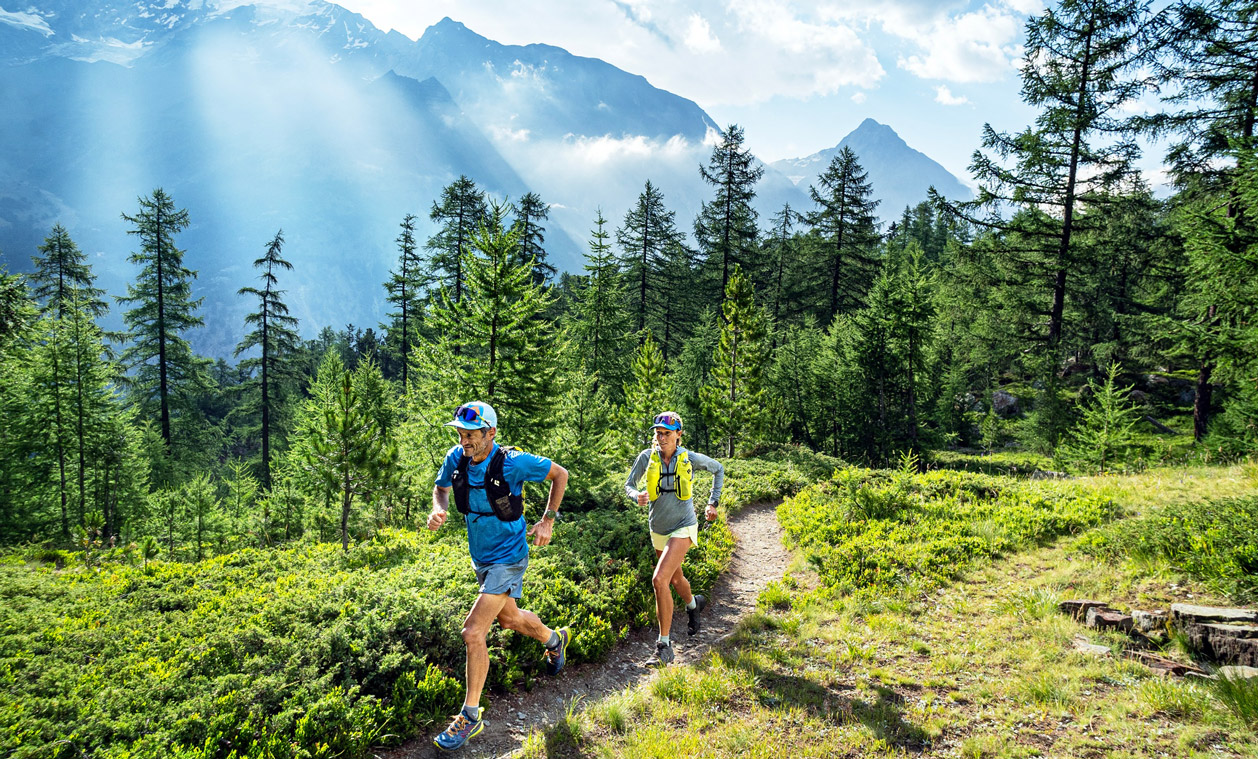 Trail running in mountains